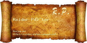Reider Péter névjegykártya